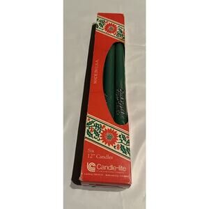 Taper Candles Candle-lite Dark Green Six 12"  VTG NEW USA Lancaster Colony Comp